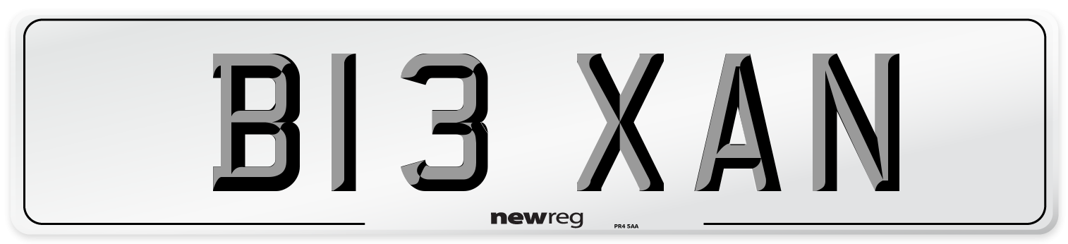 B13 XAN Number Plate from New Reg